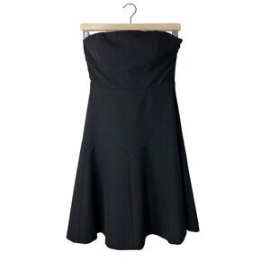 Diane Von Furstenberg Black Strapless Flare Dress Size 2
